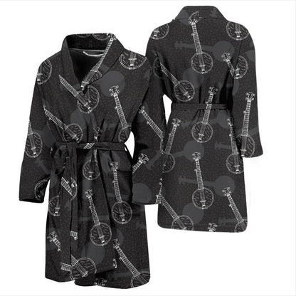Banjo Pattern Print Design 03 Men Bathrobe-JORJUNE.COM