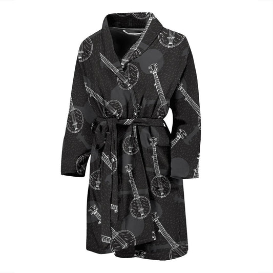 Banjo Pattern Print Design 03 Men Bathrobe-JORJUNE.COM