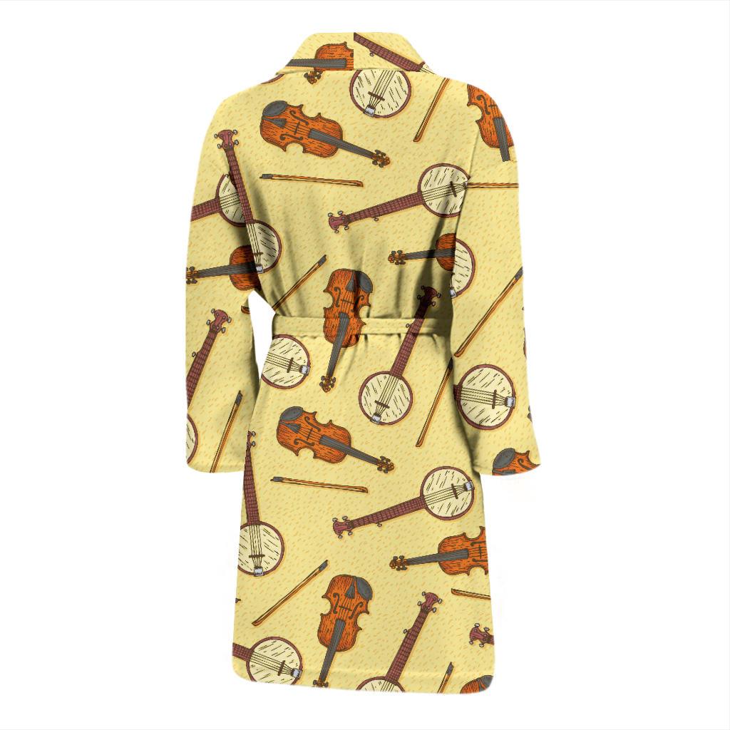 Banjo Violin Pattern Print Design 01 Men Bathrobe-JORJUNE.COM