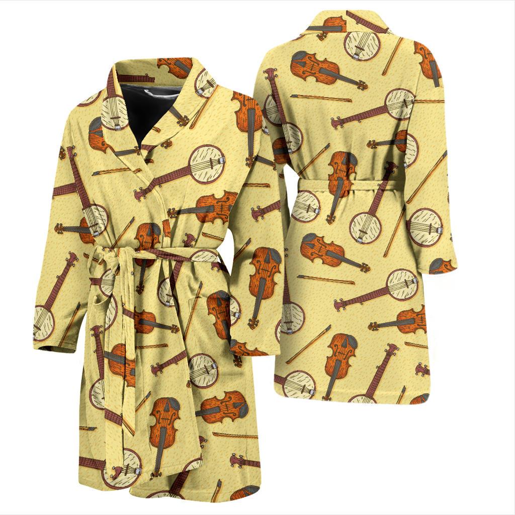 Banjo Violin Pattern Print Design 01 Men Bathrobe-JORJUNE.COM