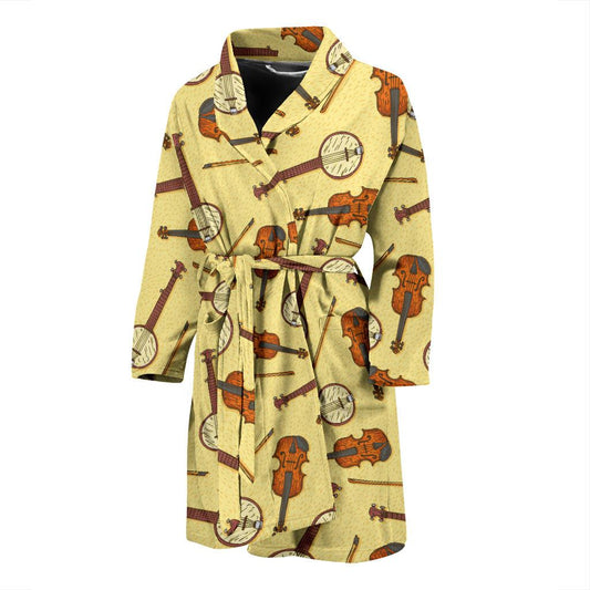 Banjo Violin Pattern Print Design 01 Men Bathrobe-JORJUNE.COM