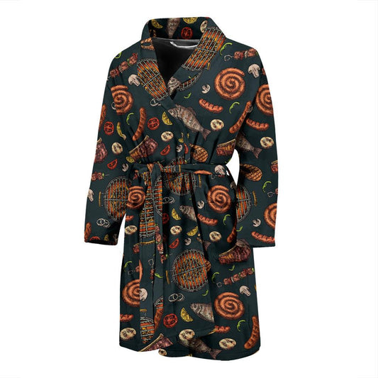Barbecue Pattern Print Design 02 Men Bathrobe-JORJUNE.COM