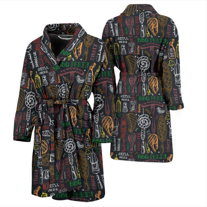 Barbecue Pattern Print Design 03 Men Bathrobe-JORJUNE.COM