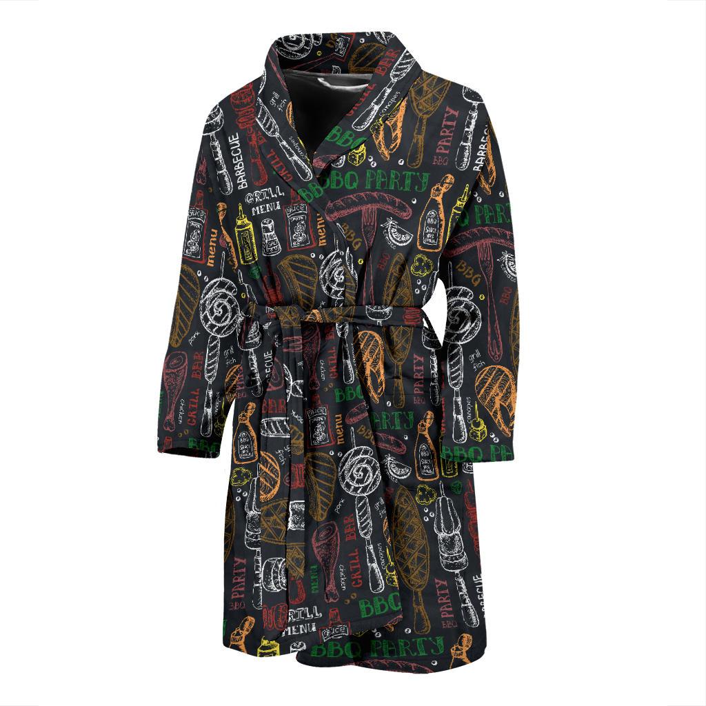 Barbecue Pattern Print Design 03 Men Bathrobe-JORJUNE.COM