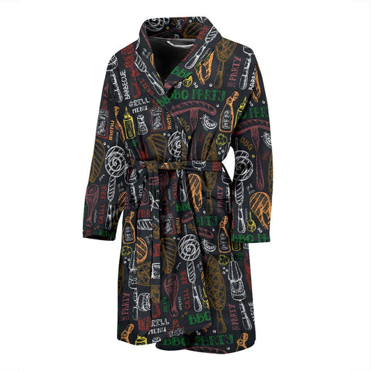 Barbecue Pattern Print Design 03 Men Bathrobe-JORJUNE.COM