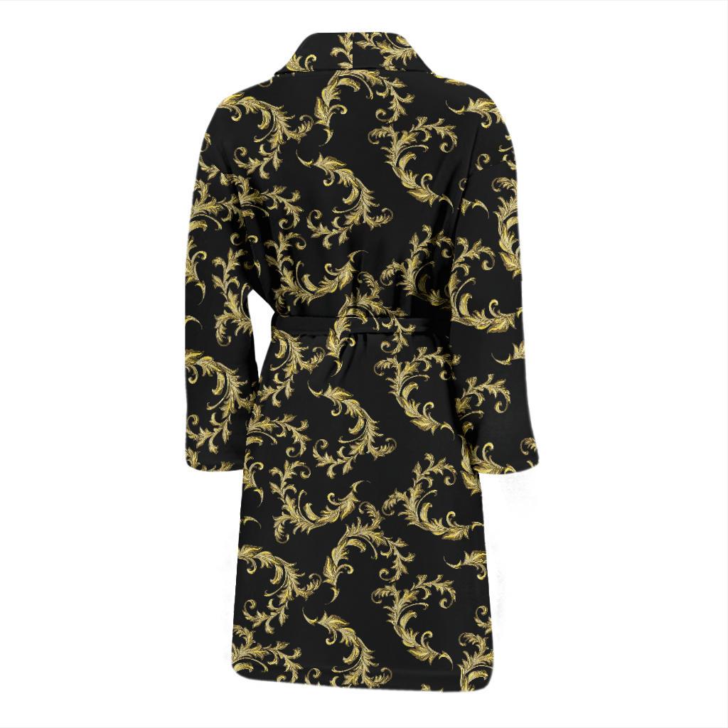 Baroque Golden Pattern Print Design 01 Men Bathrobe-JORJUNE.COM