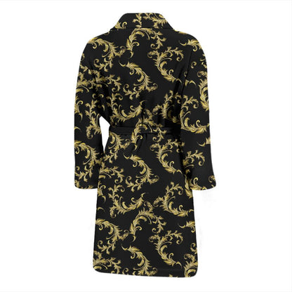 Baroque Golden Pattern Print Design 01 Men Bathrobe-JORJUNE.COM