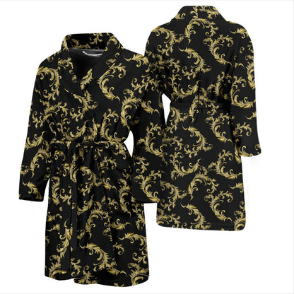 Baroque Golden Pattern Print Design 01 Men Bathrobe-JORJUNE.COM