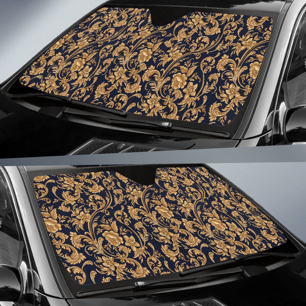 Baroque Golden Pattern Print Design 03 Car Sun Shade-JORJUNE.COM