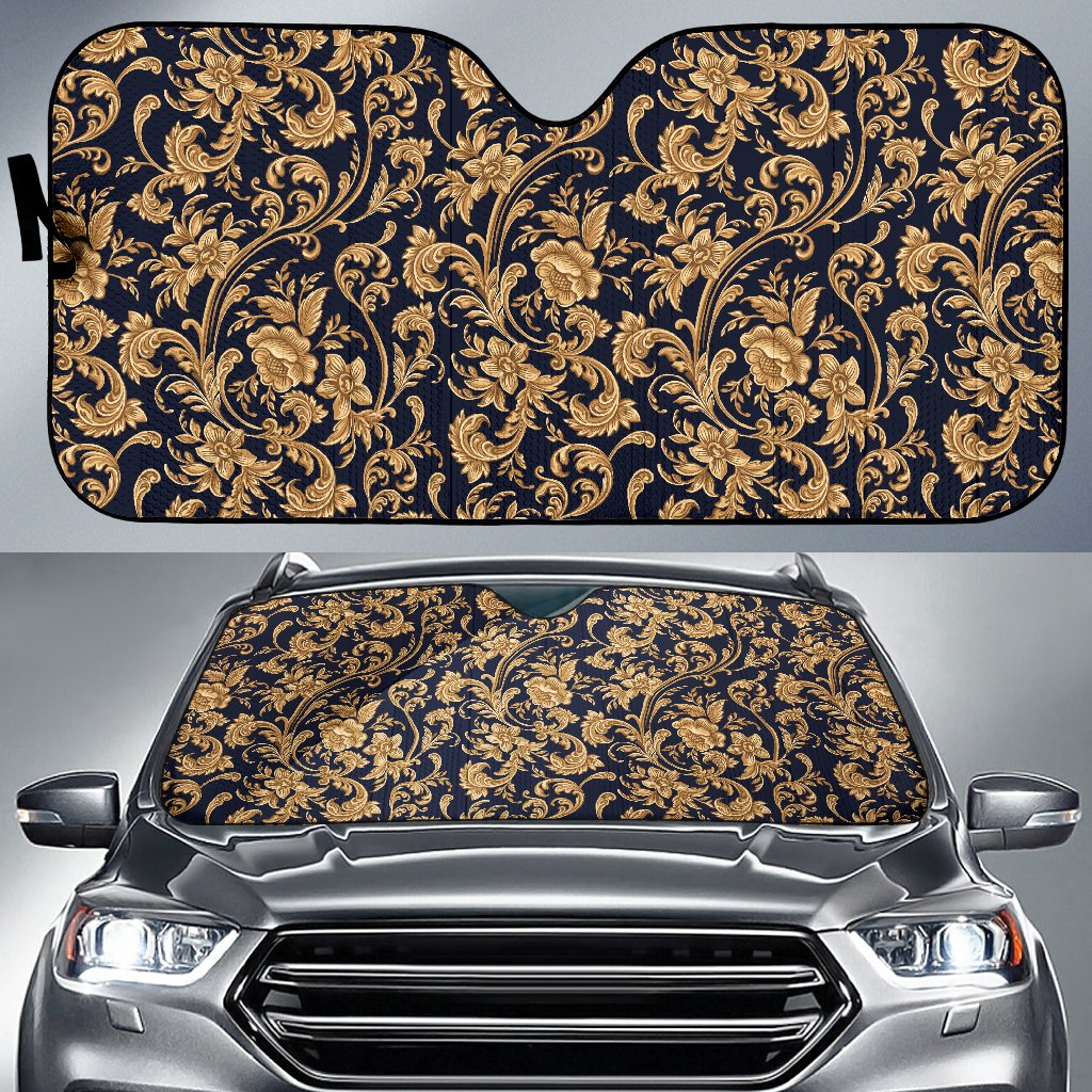Baroque Golden Pattern Print Design 03 Car Sun Shade-JORJUNE.COM