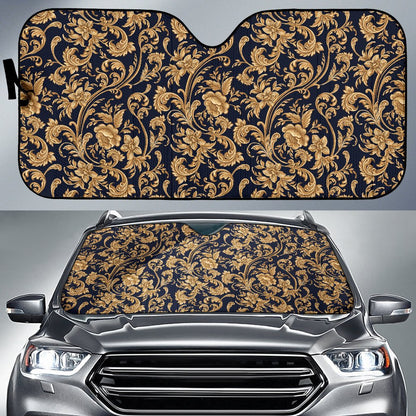 Baroque Golden Pattern Print Design 03 Car Sun Shade-JORJUNE.COM