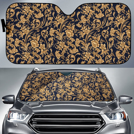 Baroque Golden Pattern Print Design 03 Car Sun Shade-JORJUNE.COM