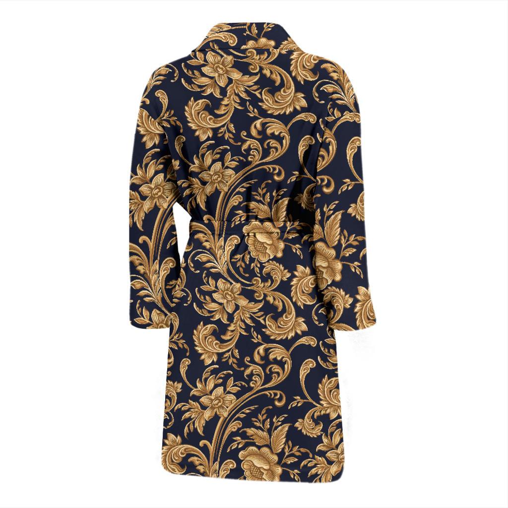 Baroque Golden Pattern Print Design 03 Men Bathrobe-JORJUNE.COM