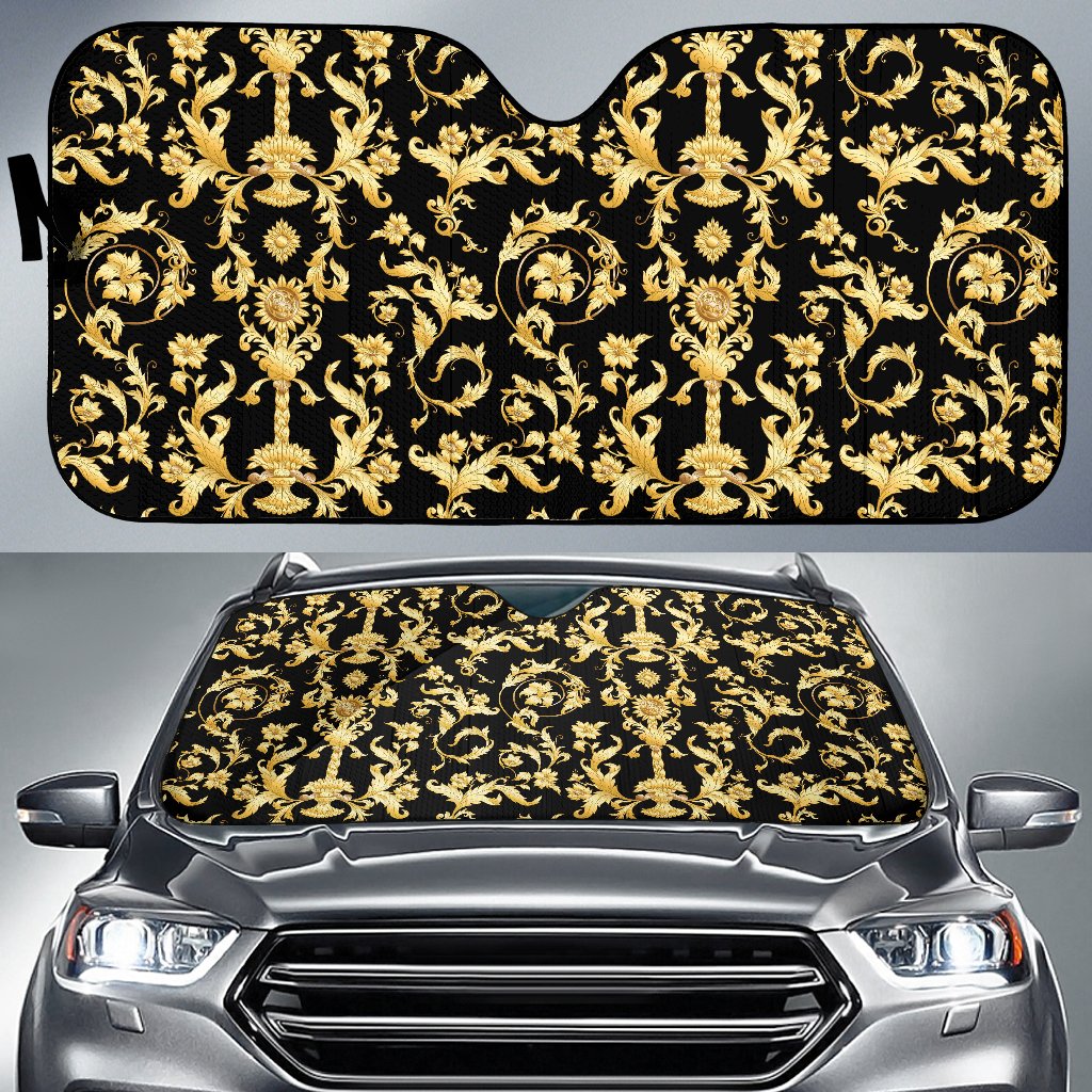 Baroque Golden Pattern Print Design 04 Car Sun Shade-JORJUNE.COM