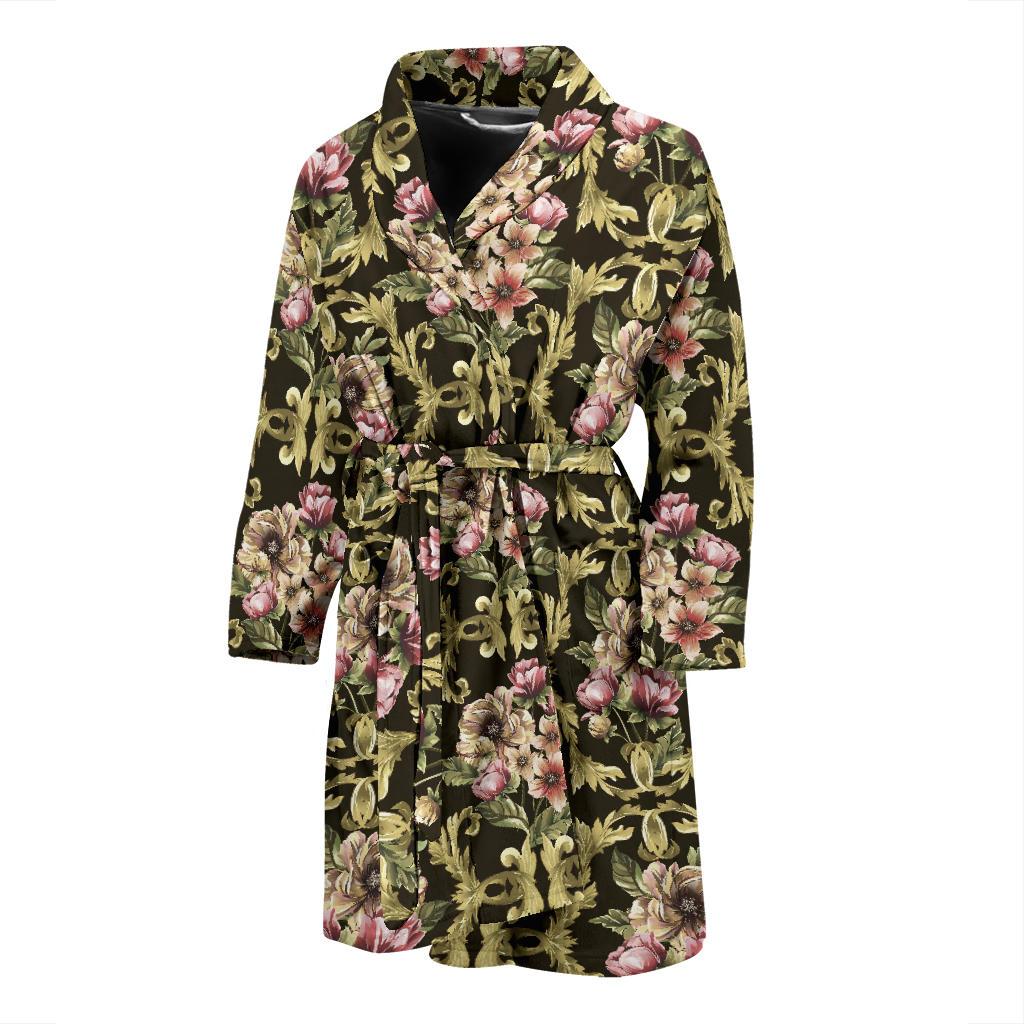 Baroque Pattern Print Design 02 Men Bathrobe-JORJUNE.COM