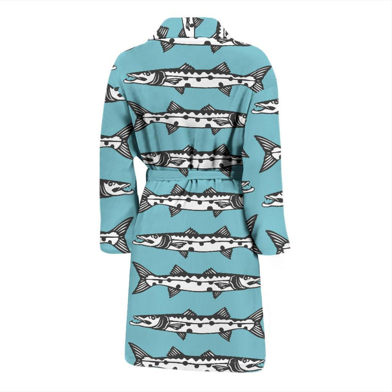 Barracuda Pattern Print Design 03 Men Bathrobe-JORJUNE.COM