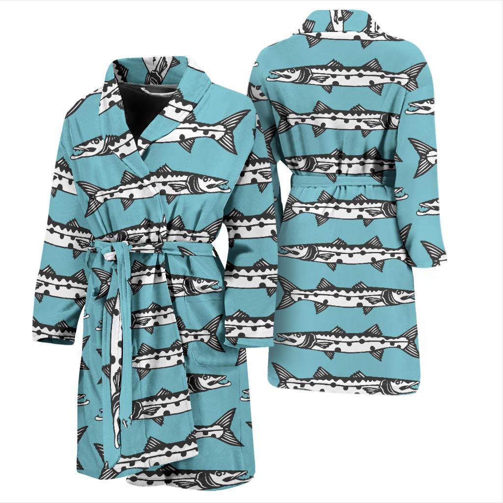 Barracuda Pattern Print Design 03 Men Bathrobe-JORJUNE.COM