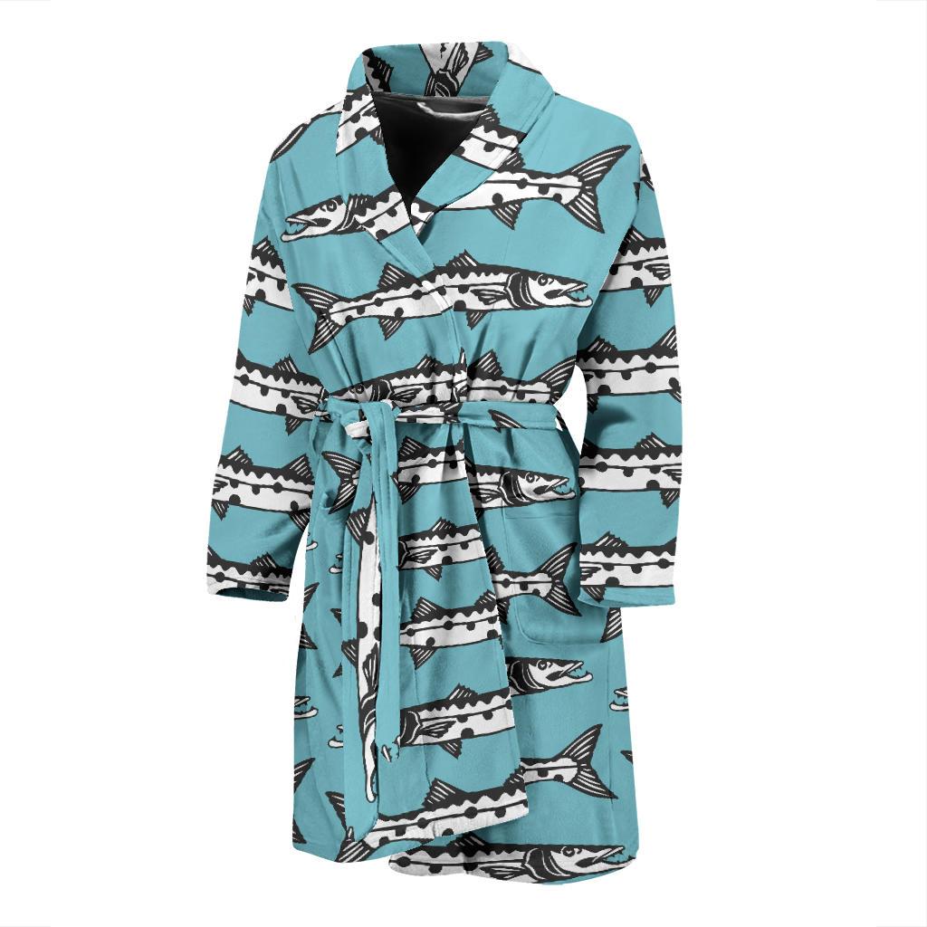 Barracuda Pattern Print Design 03 Men Bathrobe-JORJUNE.COM