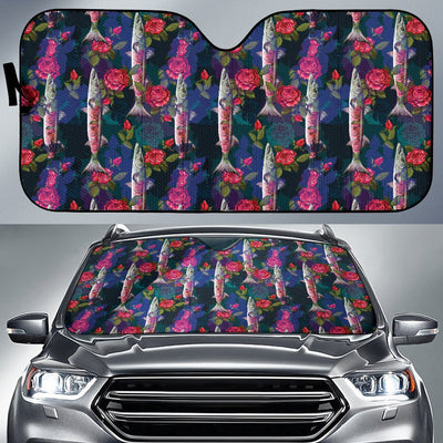 Barracuda with Folwer Pattern Print Design 01 Car Sun Shade-JORJUNE.COM