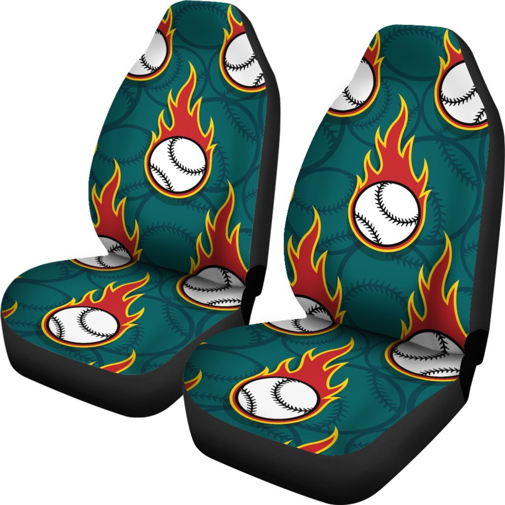 Baseball Fire Print Pattern Universal Fit Car Seat Covers