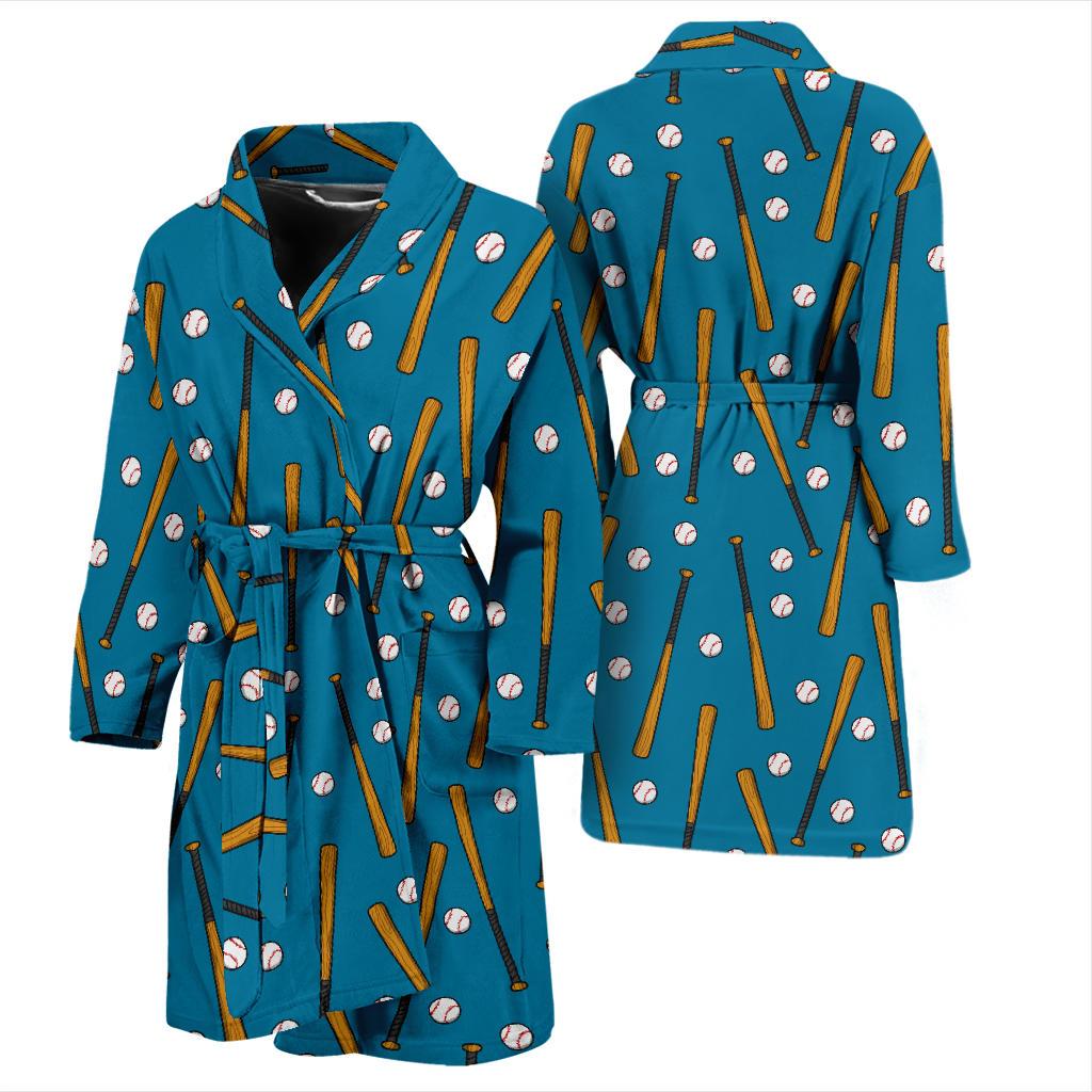 Baseball Pattern Print Design 01 Men Bathrobe-JORJUNE.COM