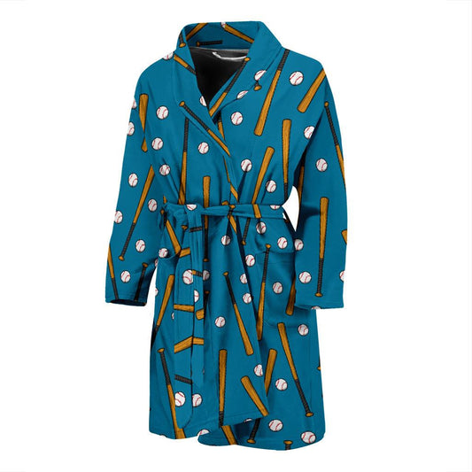 Baseball Pattern Print Design 01 Men Bathrobe-JORJUNE.COM