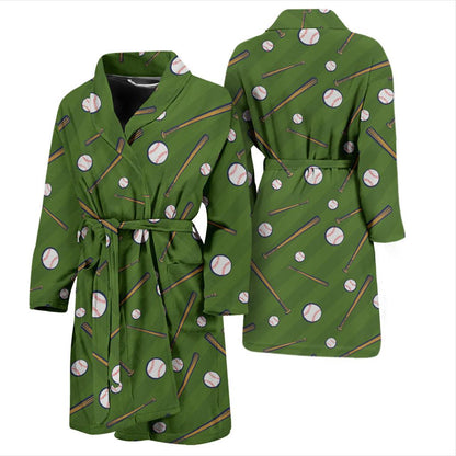 Baseball Pattern Print Design 02 Men Bathrobe-JORJUNE.COM