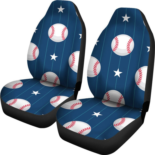 Baseball Star Print Pattern Universal Fit Car Seat Covers
