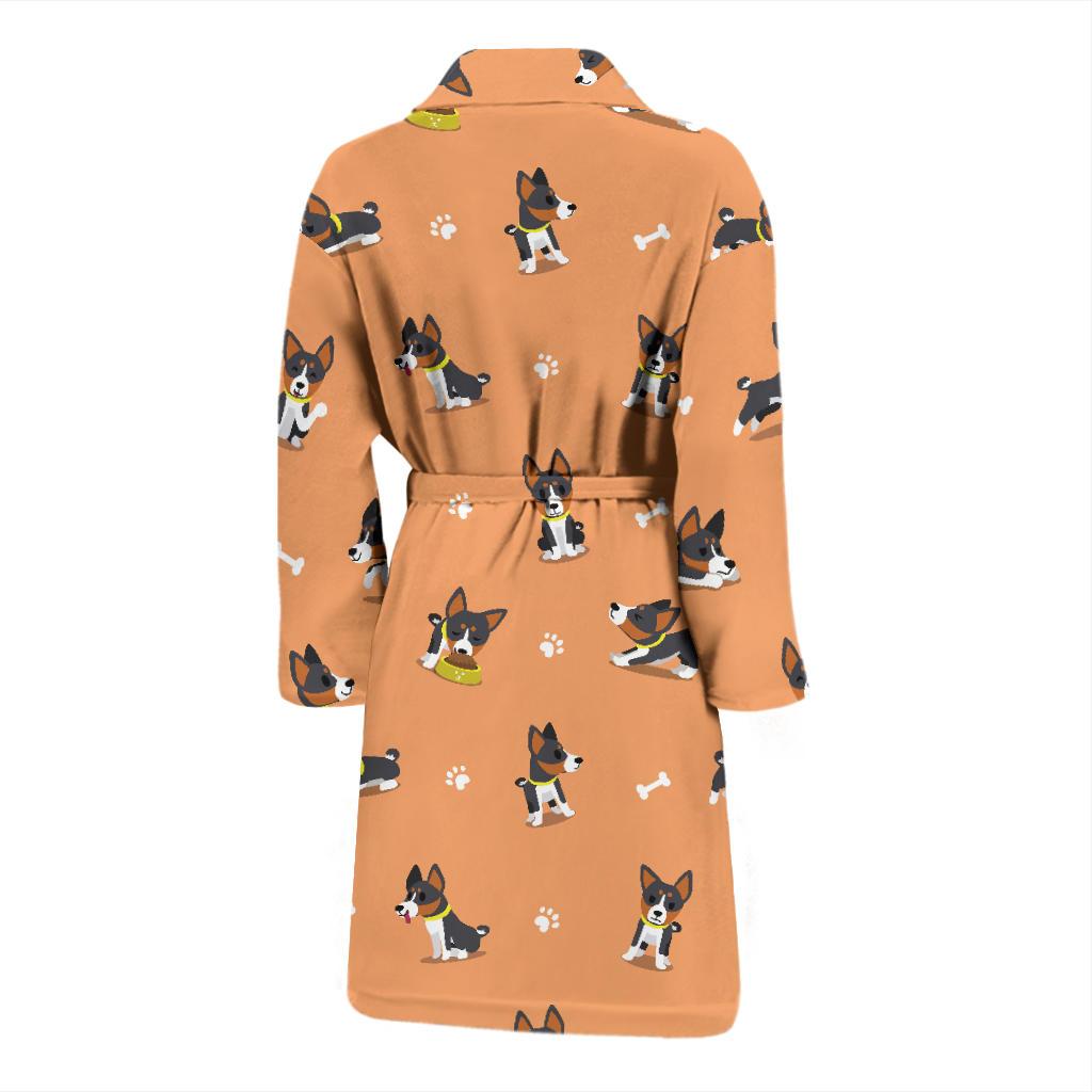 Basenji Pattern Print Design 01 Men Bathrobe-JORJUNE.COM