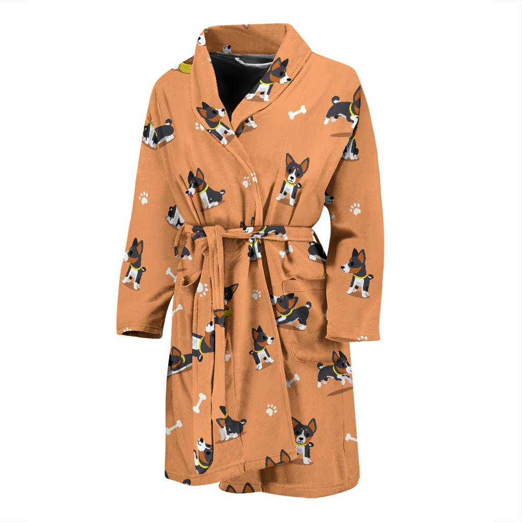 Basenji Pattern Print Design 01 Men Bathrobe-JORJUNE.COM