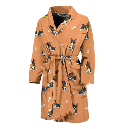 Basenji Pattern Print Design 01 Men Bathrobe-JORJUNE.COM