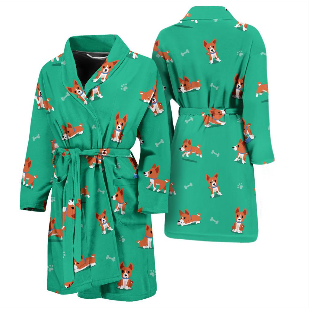 Basenji Pattern Print Design 02 Men Bathrobe-JORJUNE.COM