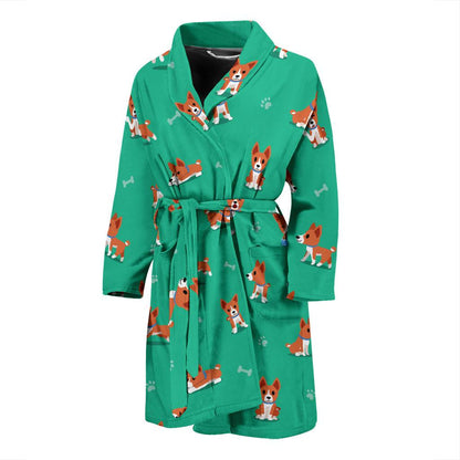 Basenji Pattern Print Design 02 Men Bathrobe-JORJUNE.COM
