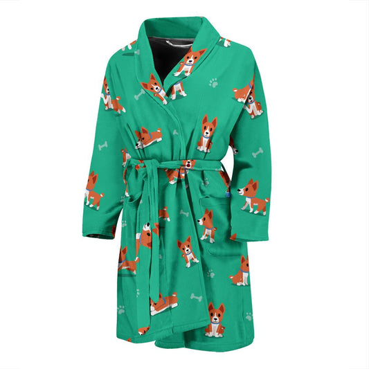 Basenji Pattern Print Design 02 Men Bathrobe-JORJUNE.COM