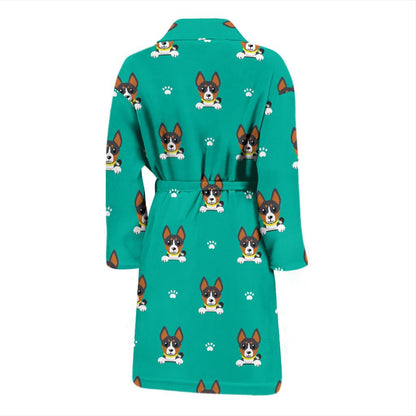 Basenji Pattern Print Design 03 Men Bathrobe-JORJUNE.COM