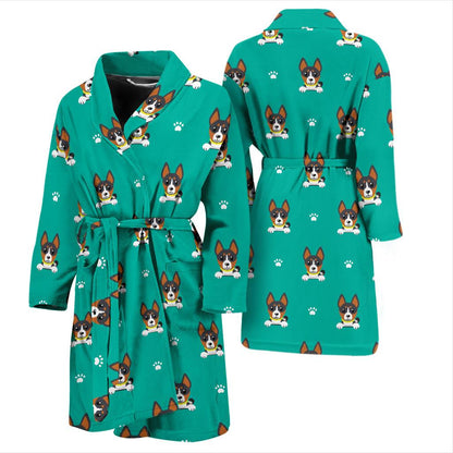 Basenji Pattern Print Design 03 Men Bathrobe-JORJUNE.COM