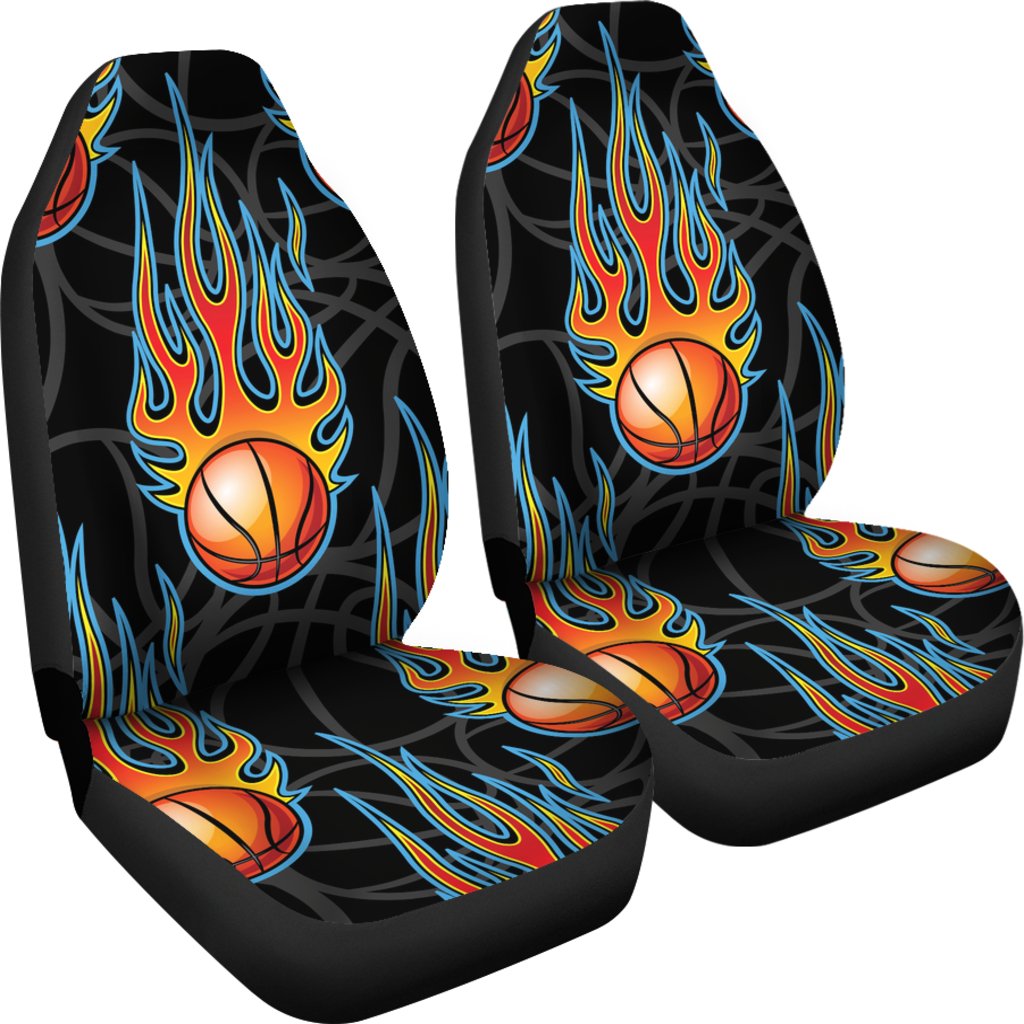 Basketball Fire Print Pattern Universal Fit Car Seat Covers