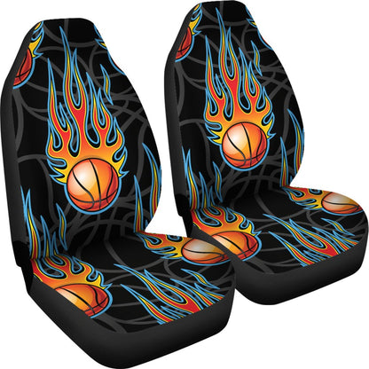 Basketball Fire Print Pattern Universal Fit Car Seat Covers
