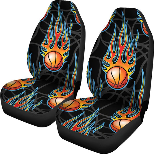 Basketball Fire Print Pattern Universal Fit Car Seat Covers