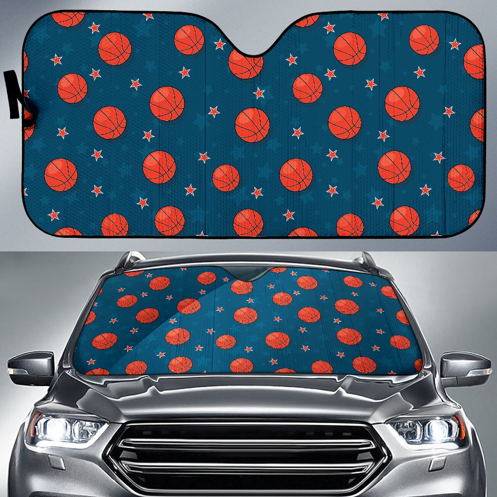 Basketball Pattern Print Design 02 Car Sun Shade-JORJUNE.COM