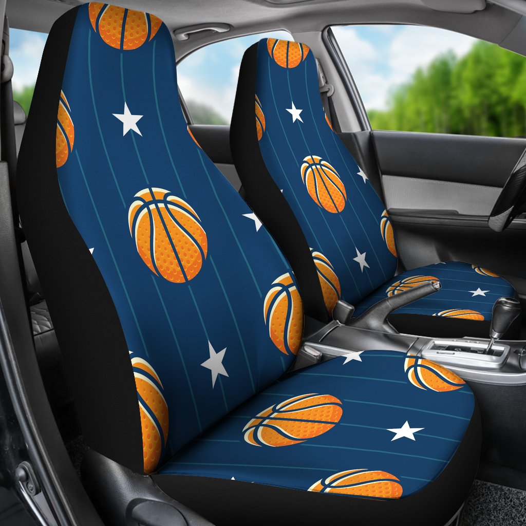 Basketball Star Print Pattern Universal Fit Car Seat Covers