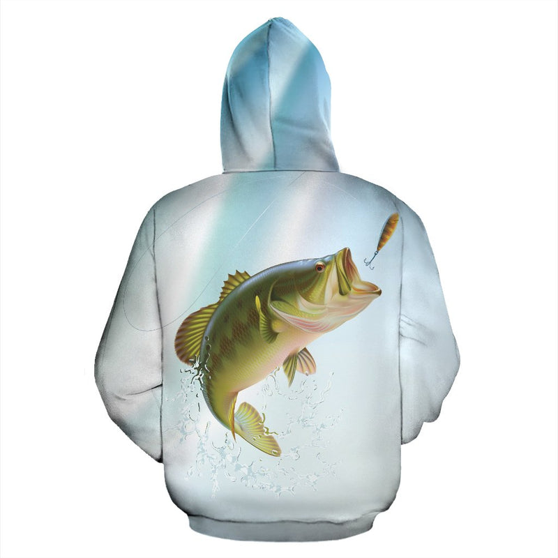 Bass Fishing All Over Zip Up Hoodie