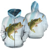 Bass Fishing All Over Zip Up Hoodie