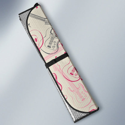 Bass Guitar Pattern Print Design 02 Car Sun Shade-JORJUNE.COM