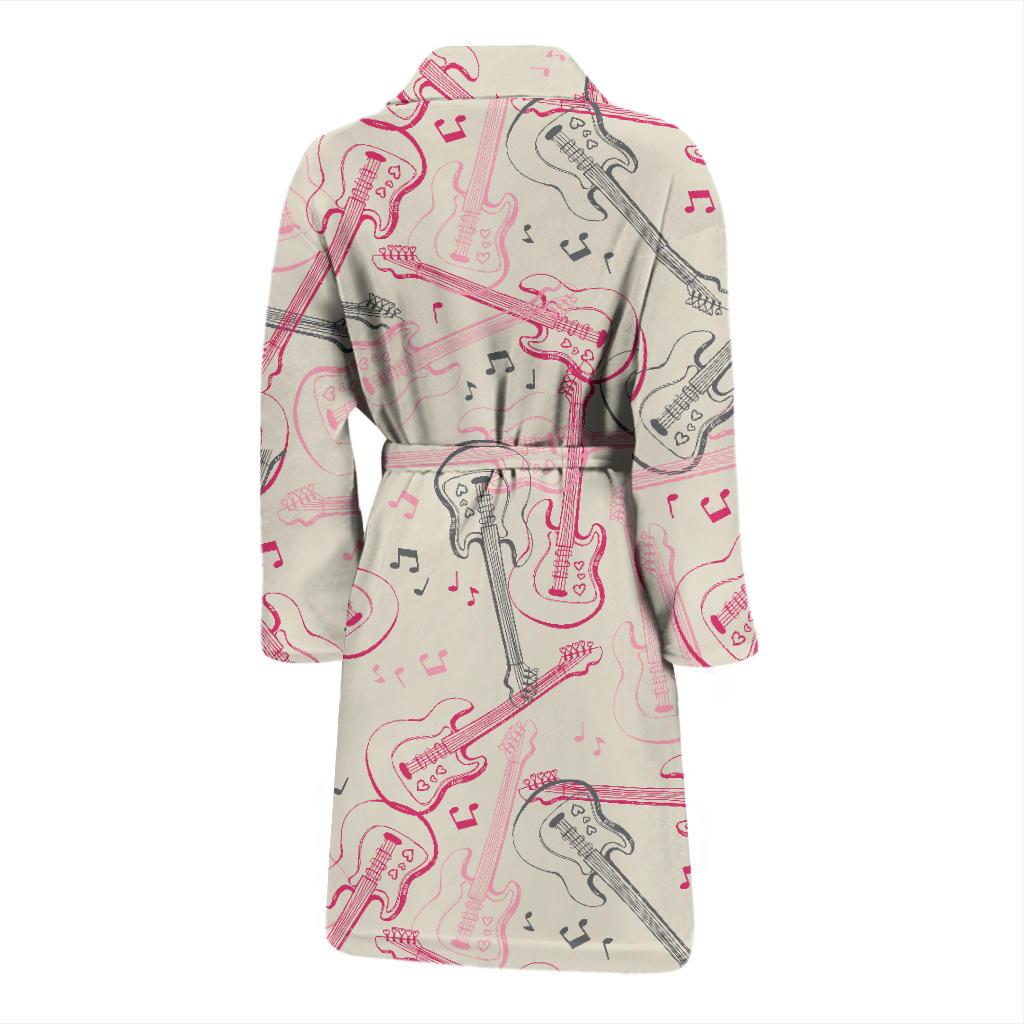Bass Guitar Pattern Print Design 02 Men Bathrobe-JORJUNE.COM