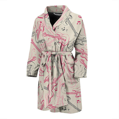 Bass Guitar Pattern Print Design 02 Men Bathrobe-JORJUNE.COM