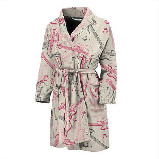 Bass Guitar Pattern Print Design 02 Men Bathrobe-JORJUNE.COM
