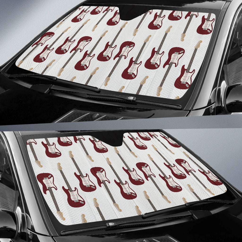 Bass Guitar Pattern Print Design 03 Car Sun Shade-JORJUNE.COM