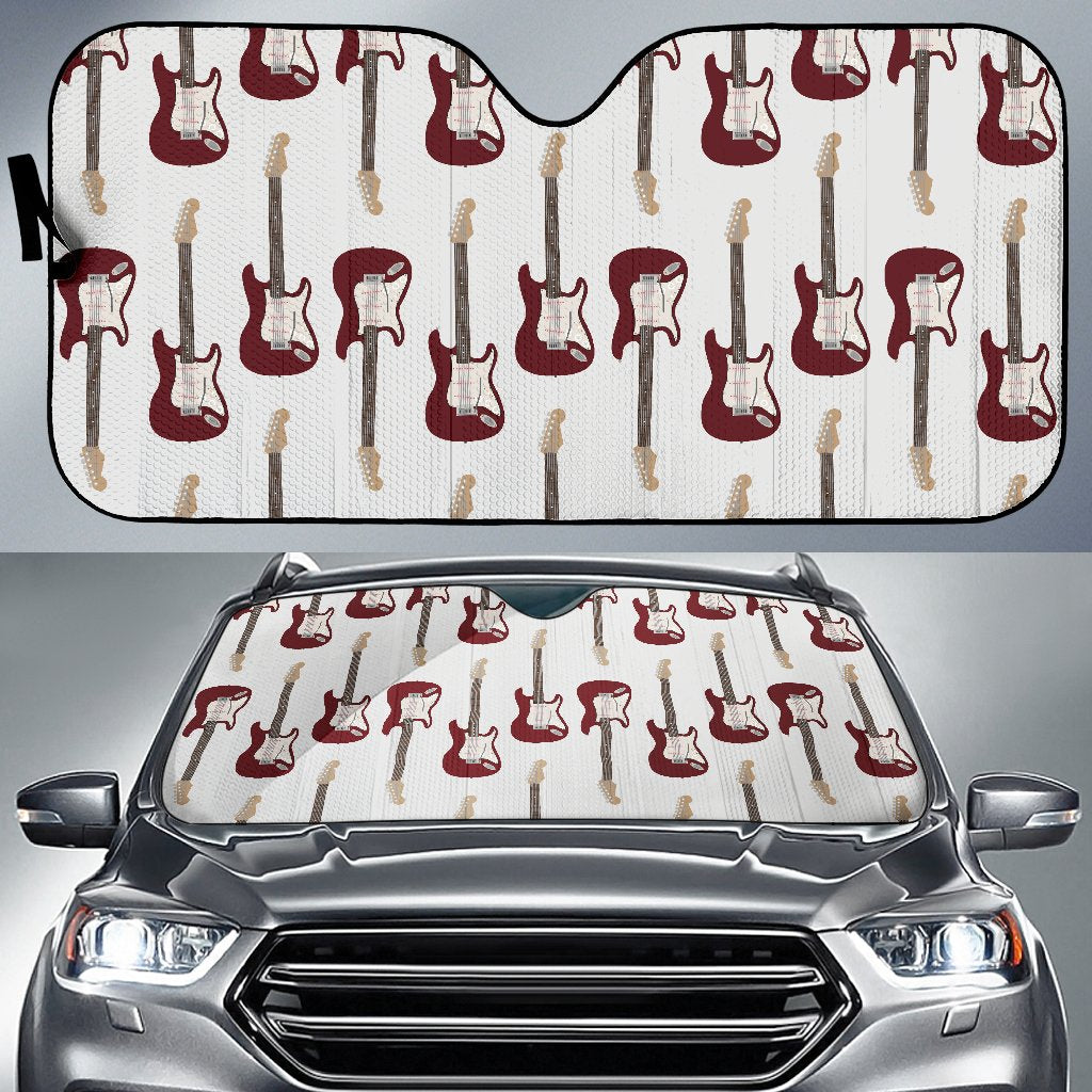 Bass Guitar Pattern Print Design 03 Car Sun Shade-JORJUNE.COM