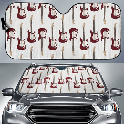 Bass Guitar Pattern Print Design 03 Car Sun Shade-JORJUNE.COM